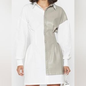 Maniere De Voir Half Vegan Leather Shirt Dress Size 8